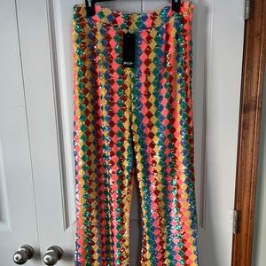 Nasty Gal Sequin Flare Pants Size 10